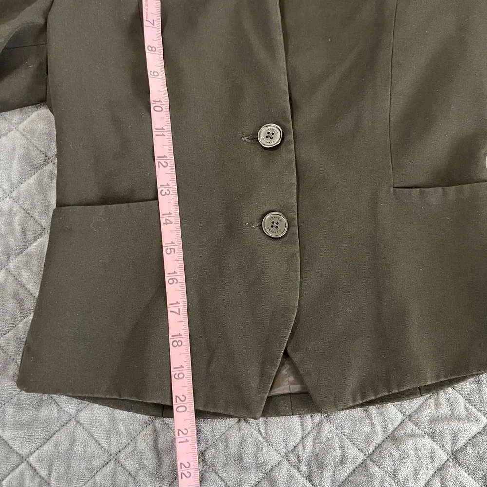 Express Blazer Jacket Women Size 6 Black Button 3/4 Ruched Sleeve Coat  R